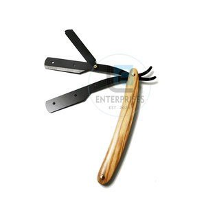 Factory Direct Supply Wood Handle Stainless Steel <b>Straight</b> Shaving Barber <b>Razors</b> in Stock Best Selling - Product Image 4
