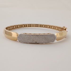 18ct Rose Gold Diamond Pave Bar Bracelet for <b>Men</b> Geometric Statement Design Luxury Gents Jewelry Wedding Party Gift - Product Image 3