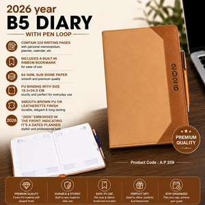 Agenda 2026 B5, Tapa Dura de Cuero PU, con Soporte para Bolígrafo, Cierre de Solapa, Cuaderno con Calendario A.P 263 - Product Image 5