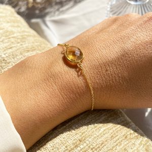 Pulsera de Cadena de Plata S925 con Piedra de Citrino Amarillo Natural, Pulsera de Cadena con Piedra Ovalada de Citrino para Mujer - Product Image 2