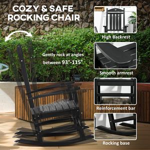 Sedia a dondolo da giardino Rocking Harmony nera in HDPE con braccioli, leggera, in resina plastica, pieghevole, per uso ristorante - Product Image 6