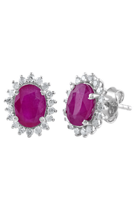 Pendientes de Diamantes y Rubíes en Plata de Ley 92.5 KLST-30826 - Product Image 2