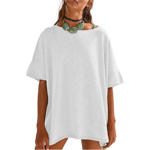 T-shirt décontracté unisexe noir à col rond, coupe ample, manches courtes, couleur unie, tricoté, écologique, 100% coton, toutes saisons - Product Image 5