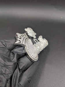 Hip Hop <b>Crown</b> Pendant 925 Round Brilliant Cut Sterling <b>Silver</b> Moissanite Diamond Iced Out Luxury Bling Jewelry Wear - Product Image 5