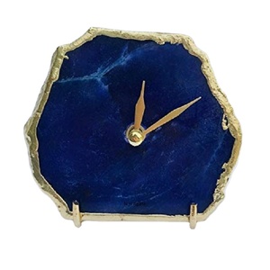 Horloge murale en Agate bleue naturelle, 1 pièce, meilleure qualité, vente en gros, décoration pour la maison - Product Image 1