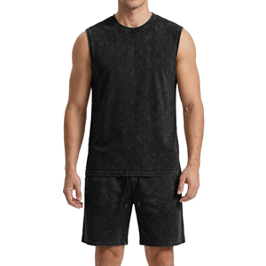Ensemble d'été personnalisé délavé à l'acide, short et t-shirt à manches courtes, survêtement personnalisable pour hommes, idéal pour l'entraînement, la course et la gym - Product Image 1