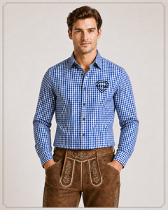 Chemise à carreaux sur mesure de qualité supérieure pour homme, manches longues, en coton, style Trachten, pour l'Oktoberfest, costume bavarois, fabricant de vêtements en gros - Product Image 6