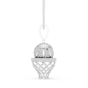 Collar con Colgante de Aro de Baloncesto con Diamantes Cultivados en Laboratorio en Oro Blanco de 18K, Estilo Lujoso y Brillante - Product Image 4