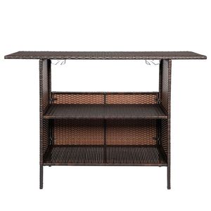 Elegante Tavolo da Bar Moderno con Gradiente Marrone, Bellissimo Arredamento in Legno e Acciaio per Casa, Hotel, Ristoranti, Eventi e Banchetti - Product Image 5