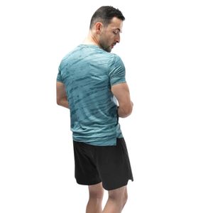 T-shirt pour homme bleu sarcelle à col rond, manches courtes, décontracté, sportswear, haut personnalisé avec logo, fabricant de vêtements de sport, vente en gros - Product Image 6