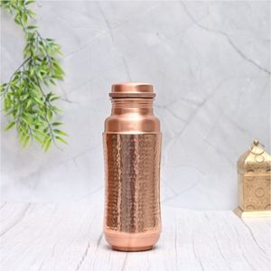 100% Pure Copper Water <b>Bottle</b> 1000ml Handcrafted Leak-Proof Ayurveda Health Yoga Vessel Lacquer Coated Printed Copper <b>Flask</b> - Product Image 5