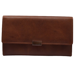 Handmade Premium Quality Genuine Leather Women's <b>Wallet</b> Button Closure Polyester Lining Vintage <b>Trifold</b> RFID Blocking Long - Product Image 5