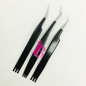 แหนบต่อขนตาแบบโค้งงอได้45องศาแหนบแวววาวสีดำ - Product Image 1