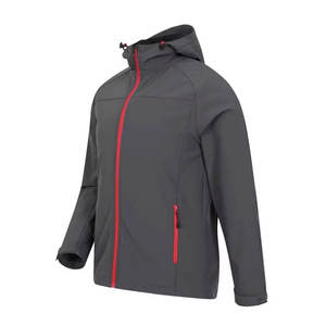 Wholesale Full Sleeved Regular Fit Men Softshell <b>Jackets</b> Zipper Hood Stand Collar <b>Patchwork</b> Design Canvas Fabric Men's <b>Jackets</b> - Product Image 4