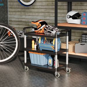 Carrello di Servizio a 3 Ripiani con Ruote Bloccabili e Doppia Maniglia - Product Image 6