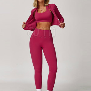 Women 3 Piece Yoga Set Workout Fitness Gym Wear Yoga Set Gym Clothing Yoga Set For Women - Product Image 4