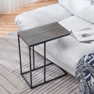 Tavolino da salotto rettangolare in ferro MDF a strato singolo tipo C 48x28x58 cm, finitura spray grigio nero - Product Image 4