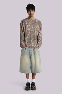 CONX Jorts en jean pour hommes, 100% coton, unis, style urbain, effet vieilli vintage, taille mi-haute, longueur genou, séchage rapide, écologiques, meilleures ventes - Product Image 2