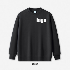 Sudadera de Cuello Redondo de Algodón Negro para Mujer, Corte Regular, Tejida, con Letras Bordadas, Informal, de Manga Larga para Invierno - Product Image 1