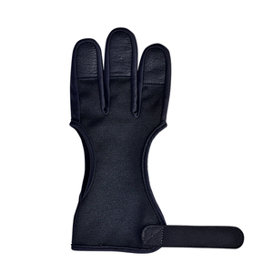 Gant de tir à l'arc professionnel noir à 3 doigts, antidérapant, protection pour la corde du arc recurve - Product Image 2