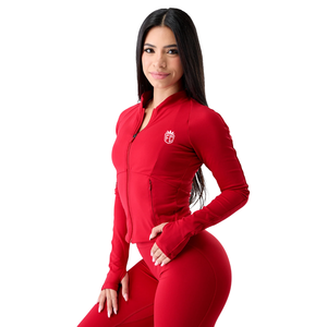 <b>Women</b>’s Full Zip Performance <b>Jacket</b> Slim Fit Stretch Fabric With Thumbholes Lightweight Layer For Training Running Gym Wear - Product Image 3