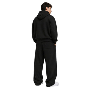 Conjuntos de Sudadera con Capucha y Pantalones Deportivos Negros con Estampado Gráfico, Ropa Deportiva de Felpa Oversize, Chándal con Logotipo Personalizado, Fabricante OEM ODM - Product Image 2