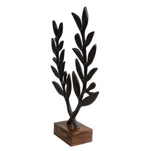 Handmade Aluminum Leaf Foliage Sculpture Rustic Tabletop Decor Plant Theme Living Room Art Piece - Product Image 4