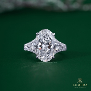 Lab Grown Oval Cut Diamond Engagement <b>Ring</b>, Pave <b>Split</b> Shank <b>Ring</b>, Side Pear Solid Gold Bridal Jewelry For Women Wedding Gift - Product Image 2