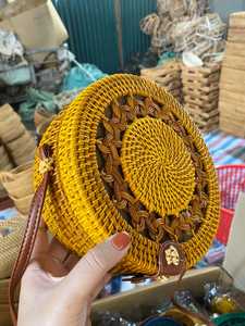 Pure Rattan <b>Bag</b> Natural <b>Wicker</b> Shoulder Purse Heavy Duty Round Woven Handbag Premium Quality Bulk Wholesale Factory Price - Product Image 5