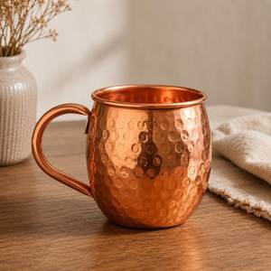 Tasse en cuivre martelé style vintage avec poignée, résistante à la chaleur, pour la bière et les fêtes - Product Image 2