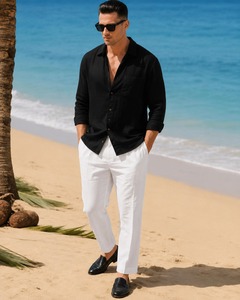 Ensemble de chemises pour hommes, tissu respirant, doux et confortable, coupe légère, design idéal pour un style de vie décontracté et les voyages, avec option OEM - Product Image 1
