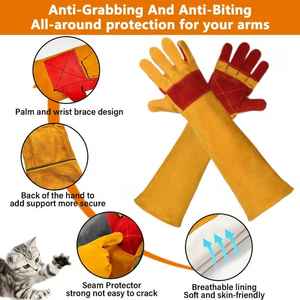 Guantes de seguridad, guantes de trabajo resistentes a cortes, guantes de cuero vacuno cosidos con Kevlar - Product Image 6