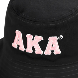 AKA Reversible Bucket <b>Hat</b> Pink Black Embroidered Logo All Over Print Cotton Sun <b>Hat</b> Double Sided Casual Outdoor <b>Cap</b> - Product Image 4