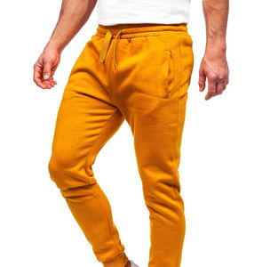 Men's Mustard Fleece Sweatpants Elastic Waist Drawstring Side Pockets Casual Joggers Autumn Midweight Knitted Fit - Product Image 2