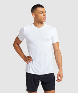 T-shirt blanc pour homme, manches courtes, coton, coupe classique, style minimaliste, logo personnalisé - Product Image 1