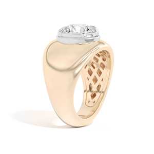 2ct Round Lab Grown Diamond Bombe <b>Ring</b> 14K 18K Solid Gold Wide <b>Dome</b> Band Semi Bezel Set Statement Bubble <b>Ring</b> Heavy Gold Jewelry - Product Image 6