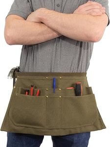 Canvas <b>Waist</b> Work <b>Apron</b> Adjustable Sleeveless Drink/Food Use Olive Drab Classic Washable 1-4 Pockets Wholesale AQDAS INDUSTRY - Product Image 1