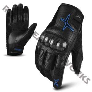 Gants de moto RIDEMAXX en cuir véritable, respirants, doublés de polaire, compatibles écran tactile, longueur poignet, pour le cyclisme et la conduite, printemps-été - Product Image 2