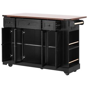 K K 53 Isola da Cucina Stile Fattoria con Carrello Scorrevole, Due Ante in Vetro Temperato e Presa di Corrente - Product Image 5