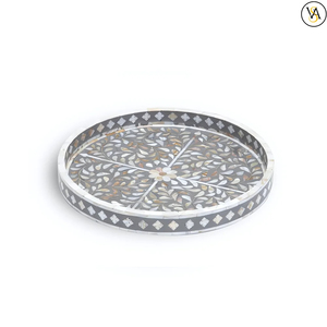 Handmade <b>White</b> Mother Of Pearl Inlay Serving Tray Decorative MOP Platter For Home Kitchen And Coffee Table Wholesale Custom - Product Image 2