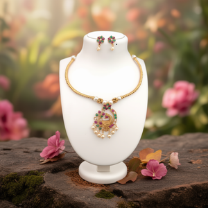 Matte Floral Style Necklace Set-Fashion Jewelry - Product Image 3