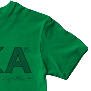 T-shirt en chenille verte AKA pour femme, broderie de lettres grecques, col rond décontracté, qualité supérieure, coupe confortable - Product Image 3