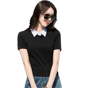 เสื้อเชิ้ตผ้าฝ้ายถักคุณภาพสูง ระบายอากาศได้ดี เป็นมิตรกับสิ่งแวดล้อม สีพื้น คอวินเทจ แขนสั้น ทรงเข้ารูป แฟชั่นลำลอง - Product Image 2