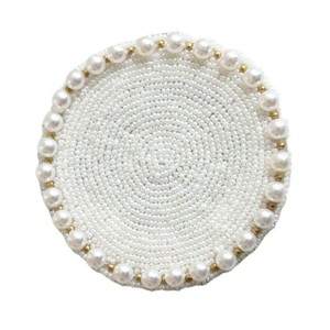 Salvamanteles Redondo Hecho a Mano con Cuentas, Diseño Bordado Azul Marino para Decoración del Hogar, Fiesta de Año Nuevo Chino - Product Image 6