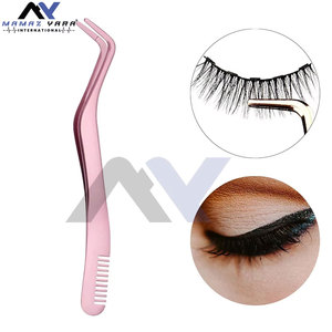 แหนบต่อขนตาปลอมขายส่ง สีชมพู แบรนด์ส่วนตัว แหนบต่อขนตาสีโรสโกลด์ - Product Image 3