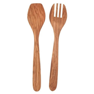 Handcrafted Olive Wood Salad Servers Set Eco-Friendly Natural Wooden Salad <b>Tongs</b> & Mixing Spoons Tableware For Wedding Tableware - Product Image 1