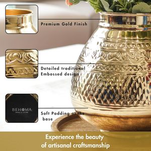 Elegant Embossed Metal Flower <b>Vase</b> for Home Decor Traditional Design Modern Table Accent Festival Gift - Product Image 5