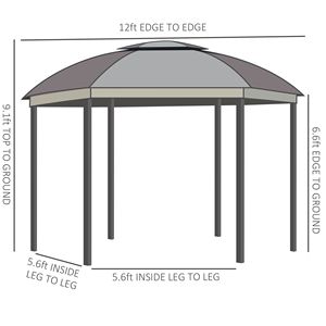 12x12 acciaio marrone paradisiaco tenda festa doppio tetto pergolato con tende e reticolato padiglione Gazebo - Product Image 3