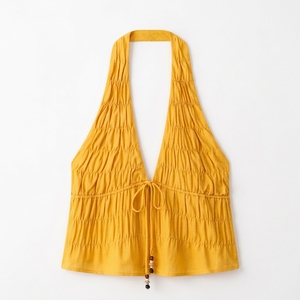 Débardeur halter tissé sur mesure, dos lacé et ajouré, décontracté pour l'été, respirant pour femme, hauts d'été - Product Image 4