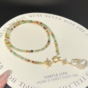 Nouvelles boucles d'oreilles et pendentif en argent sterling 925 rétro avec un design de niche, luxe discret, colliers de mode perlés avec chaîne - Product Image 1